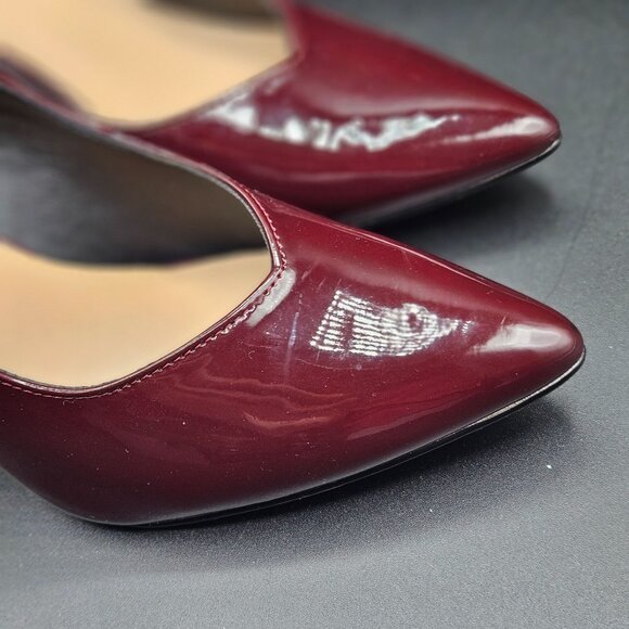 Michael Shannon Burgundy Patent Leather Pointed-Toe Block Heels For Women 7.5 - Picture 3 of 11